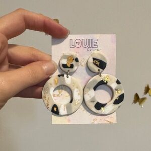 Black and White Womans Clay Style Earrings